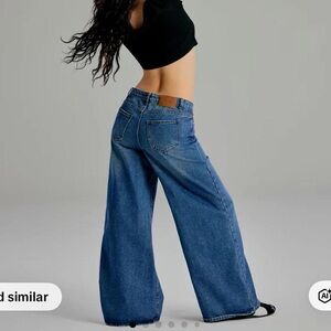 Cider Wide-Leg High-Rise Blue Denim Jeans